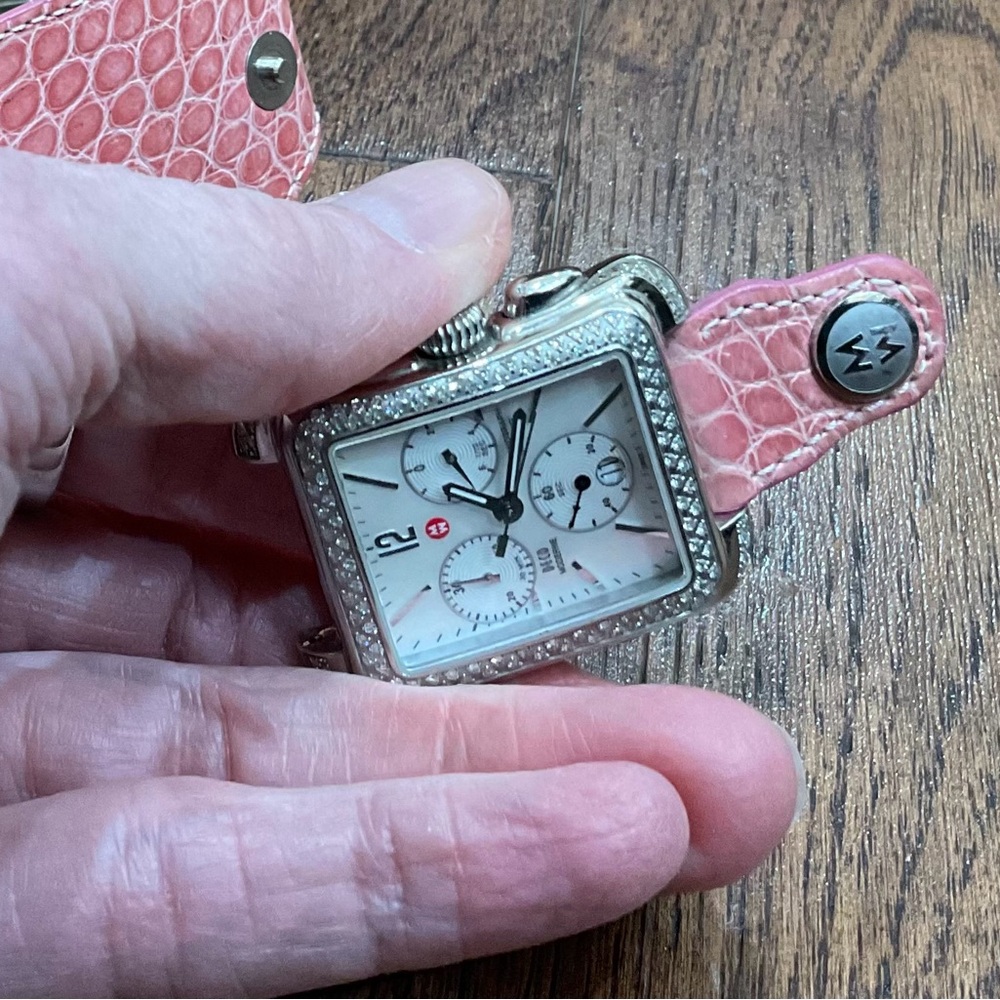 Authentic MICHELE Deco 18mm Watch Alligator Cuff Band in Pink. rare! - Picture 14 of 15